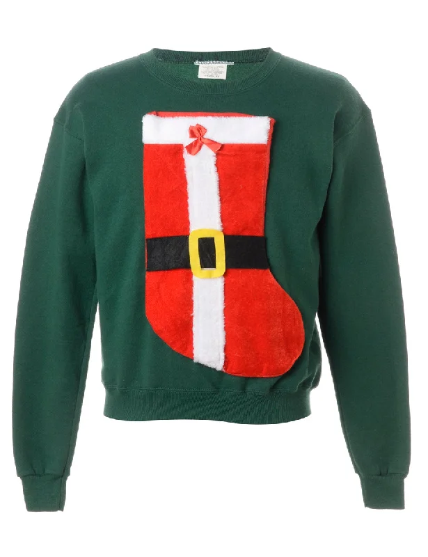 Reworked Novelty Christmas Sweatshirt - L