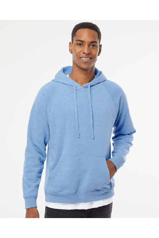 Independent Trading Co. Mens Special Blend Raglan Hooded Sweatshirt Hoodie w/ Pouch Pocket - Pacific Blue