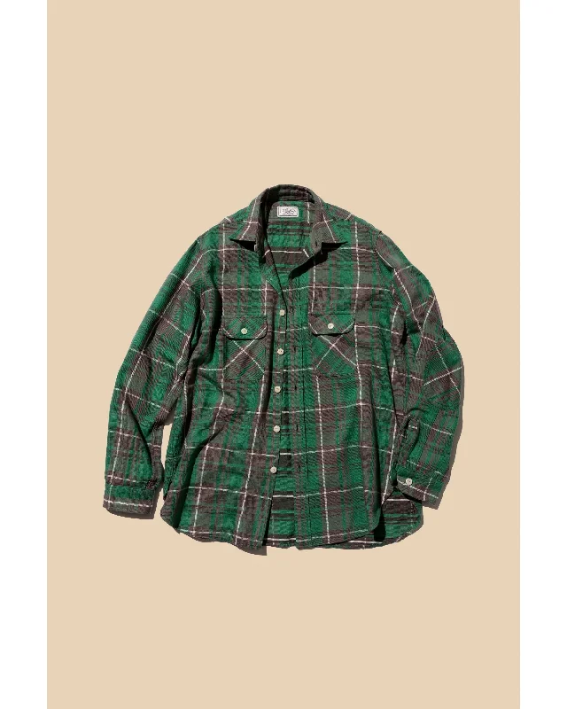 Unlikely Elbow Patch Flannel Work Shirts  GREEN