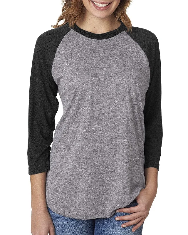 Next Level Unisex Triblend 3/4-Sleeve Raglan Tee | Vin Blk/ Pr Hthr