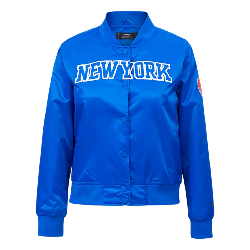 NBA NEW YORK KNICKS CLASSIC WOMEN'S SATIN JACKET (ROYAL BLUE)