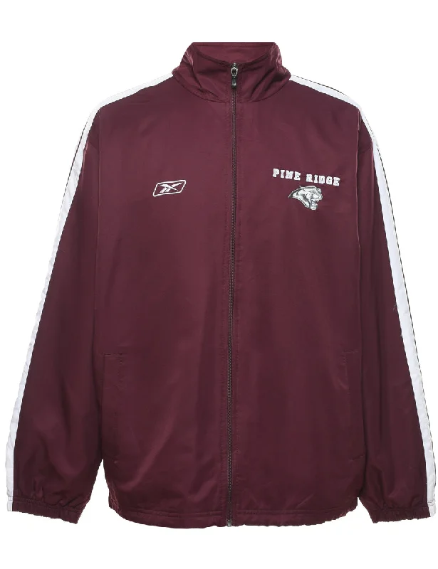 Reebok Maroon & White Embroidered Puma Nylon Hockey Jacket - L