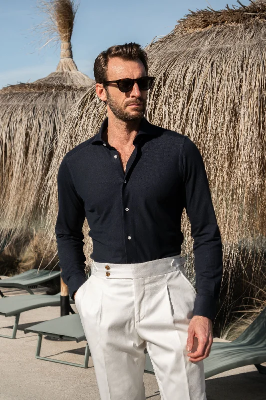 Navy jersey shirt - Made in Italy