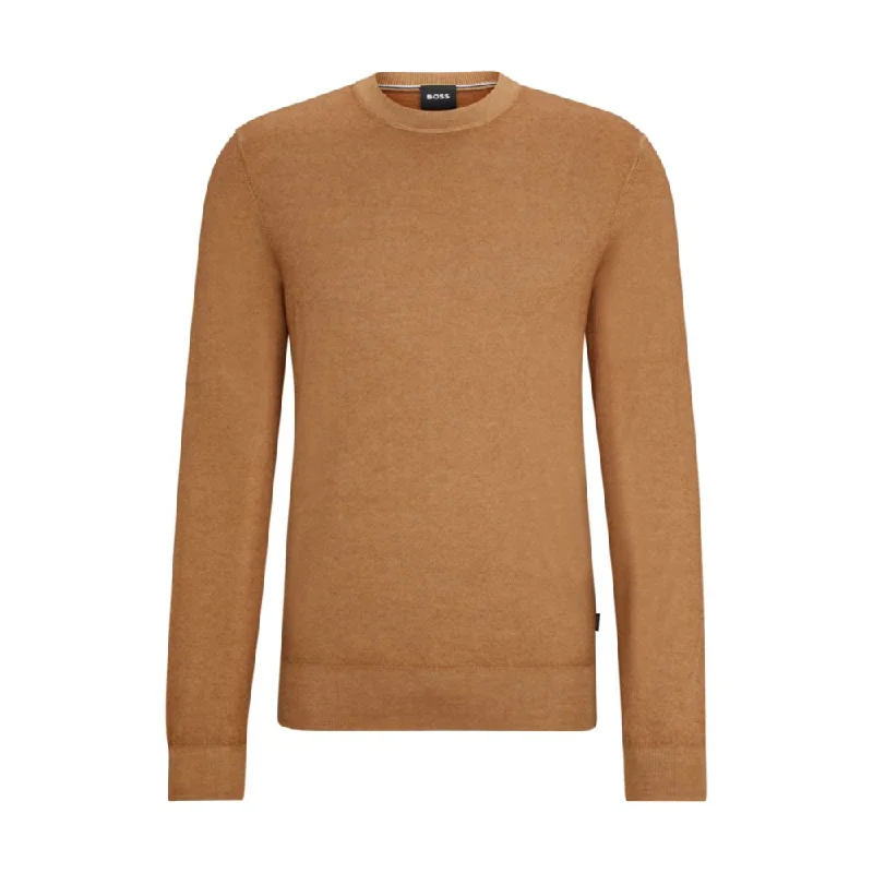 Regular-fit sweater in 100% cashmere with ribbed cuffs