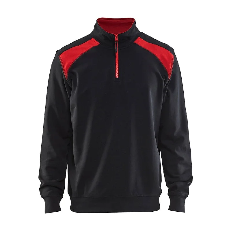 Weekend Deals You Can't Resist Blaklader Half-Zip 2-Tone Sweatshirt 3353 - Black/Red