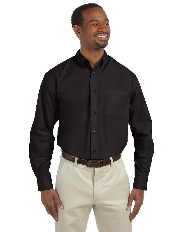 Harriton Mens Essential Poplin Shirt | Black