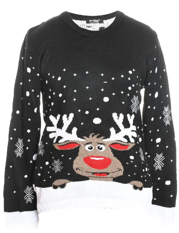 Reindeer Design Christmas Cardigan  - L