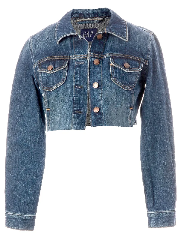 Reworked Kylie Raw Edge Cropped Denim Jacket - XS