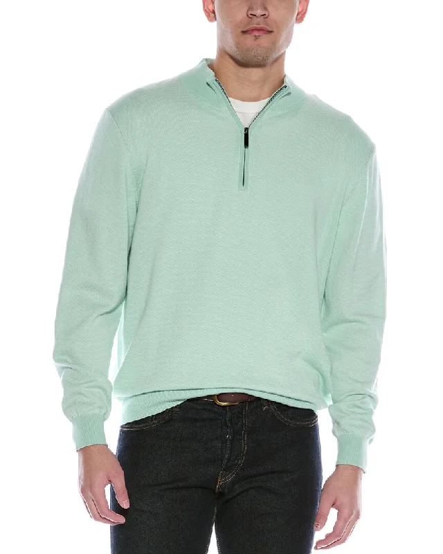 Alashan Birdseye Cashmere-Blend 1/4-Zip Mock Sweater