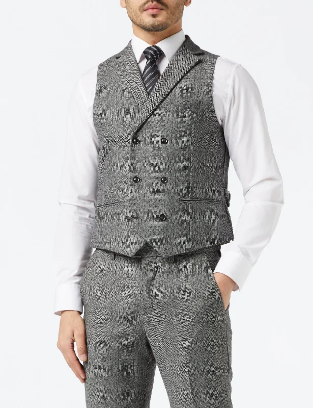 JAX - HERRINGBONE GREY TWEED SUIT WAISTCOAT