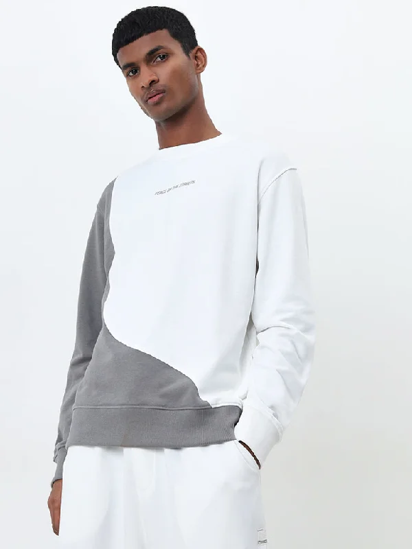 Weekend Bargains to Snag Studiofit White Relaxed-Fit Cotton Blend Sweatshirt
