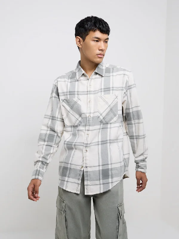 Nuon Sage Checkered Relaxed-Fit Cotton Shirt