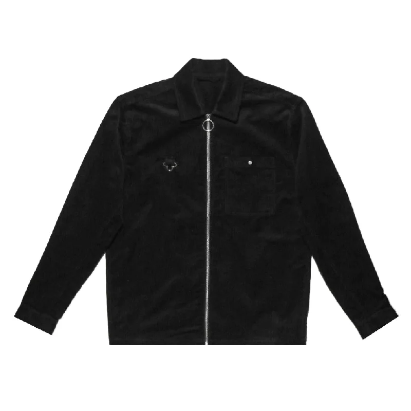 amongst few - Casual Corduroy Zip Shirt (Black)