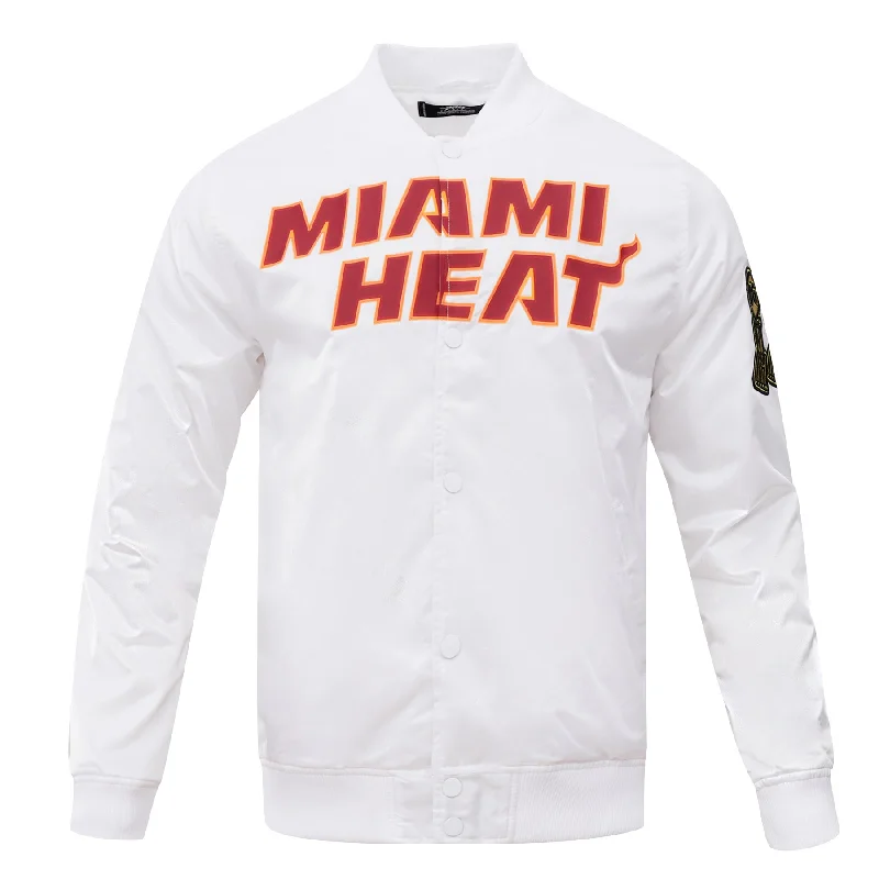 NBA MIAMI HEAT BIG LOGO MEN'S SATIN JACKET (WHITE)