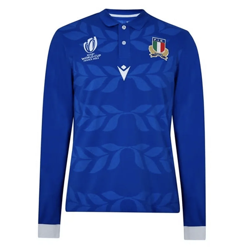 Italy RWC23 Long Sleeve Home Pique Cotton Polo by Macron