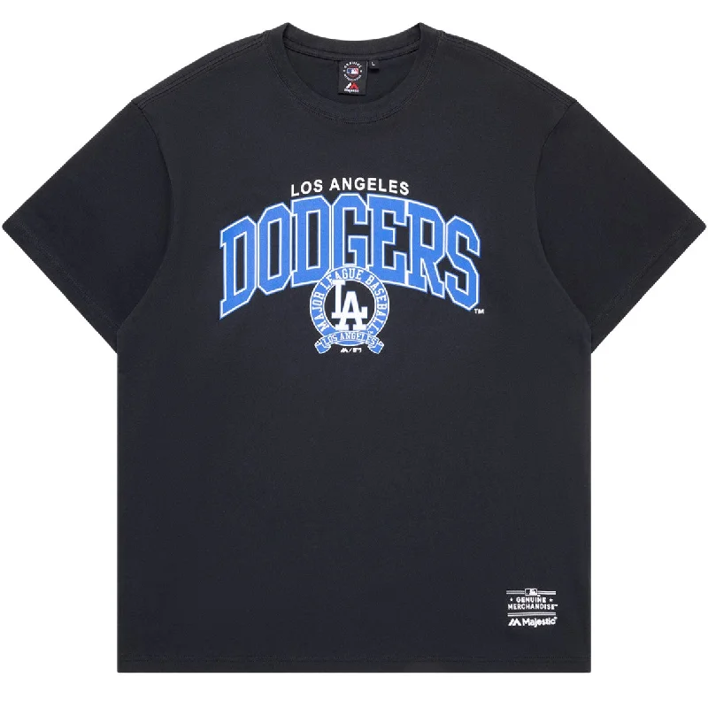 Majestic MLB Logo Arch Tee Los Angeles Dodgers Faded Black