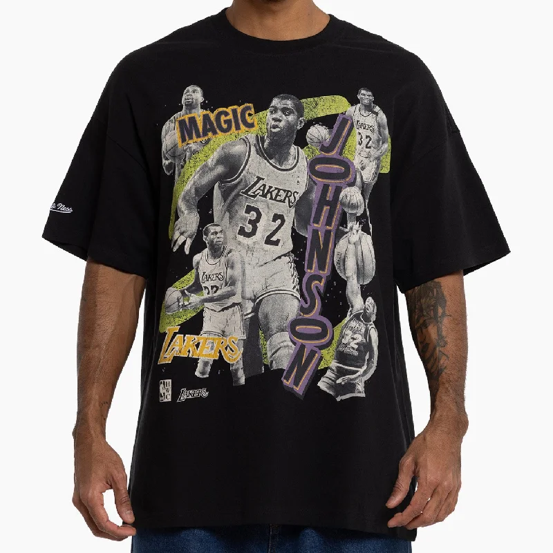 Mitchell & Ness NBA Abstract Player Tee Los Angeles Lakers Magic Johnson Faded Black