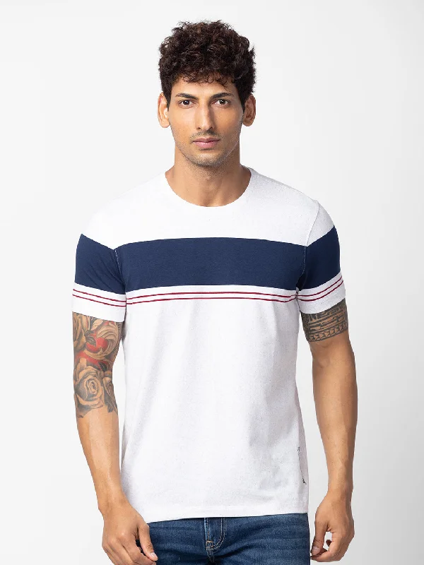 Spykar Men White Cotton Regular Fit Half Sleeve Printed T-Shirt